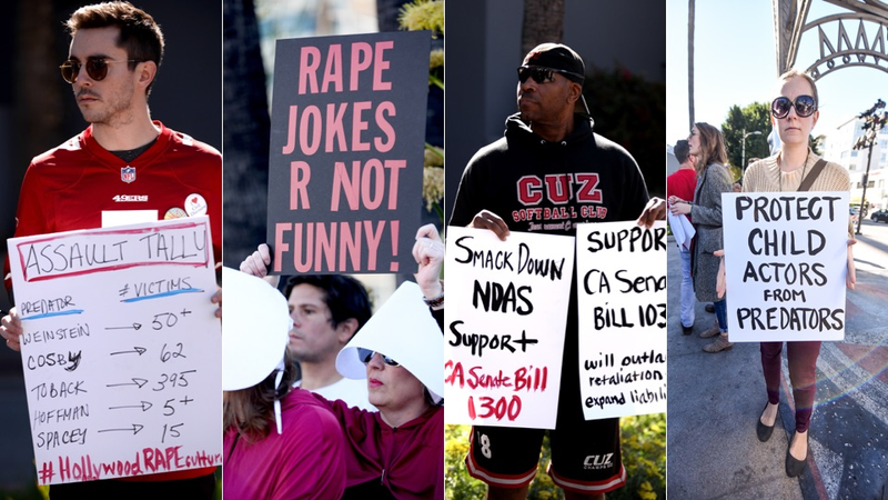 Illustration for article titled During the Newly Woke Academy Awards, These #OscarsSoComplicit Activists Protested Statutes of Limitations for Rape